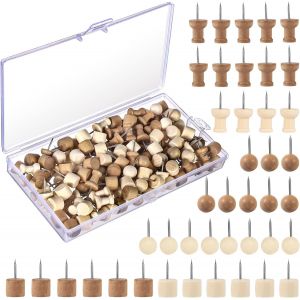 Chenquansarl-Lot De 150 Puna S En Bois, Puna Decorative Carte Puna S Puna S Pour Tableau En Li&egrave;ge Avec Bo&icirc;te De Rangement Pour Tableau D'affichage Carte Du Monde Bureau &Eacute;cole Maison (6 Styles) - Neuf