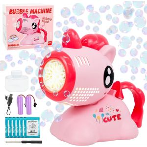 Kal-Pistolets &Agrave; Bulles De Savon, Licorne Machine &Agrave; Bulles Rechargeabilit&eacute; Avec 80ml Solution Et 20x 10ml Concentr&eacute; &Agrave; Bulles, Bubble Automatique Jouet Pour Enfants, F&ecirc;te Mariage (Rose) - Neuf