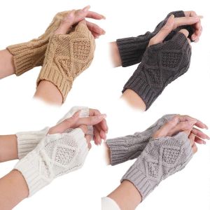 Femmes Hiver Chaud Tricoté Gants Pouce Trou Bras Chauffe-Bras - Neuf