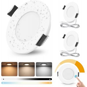 KAL-Spot Led 12V Encastrable Dimmable, Contrôle Tactile 3W Spot Extra Plat 3000K 4000K 6000K, Spot Encastré Salle De Bain Ip44 Trou 58-62Mm, Plafonnier Led Encastré, Lot De 3, Blanc - Neuf