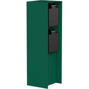 Garten Colonne De Prises De Courant Pomi Pour L'Extérieur, Ip44, 2X, Acier Inoxydable, Vert, Carré, 23 Cm - Neuf