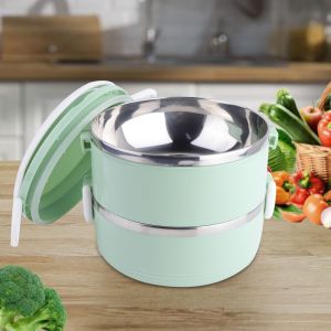 HJLIAN Boite a lunch isotherme en acier inoxydable a 2 couches, empilable et etanche - Neuf