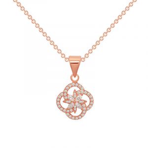 Collier Meilleur Pendentif Trèfle Chanceux Plaqué Or Rose Pour Femmes - Neuf