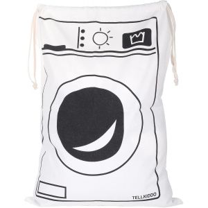 Grand sac à linge en toile 46 × 62 cm, sac de rangement à cordon pour vêtements, jouets, voyage, famille, randonnée, modèle machine à laver - Neuf