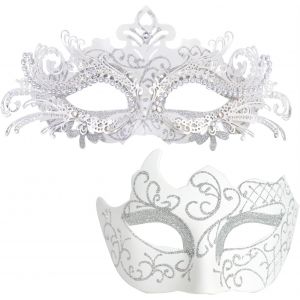 Masques De Bal Masqué Pour Couples-Masque Vénitien En Filigrane En Métal Brillant Et Strass Pour Homme Pour Mardi Gras.[J321] - Neuf
