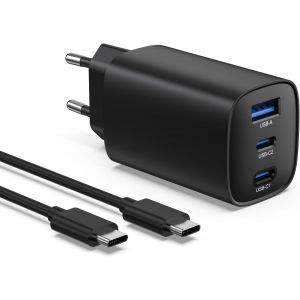 CMWX-65W Chargeur USB C Rapide 3 Ports GaN PPS Prise USBC Charge Rapide Bloc Chargeur Type C Adaptateur Secteur USB C Compatible avec MacBook Pro/Air, iPad, iPhone 17/16, Galaxy S25/S24/S23 Ultra - Neuf