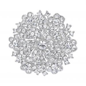 Les Femmes De Nettoyer Autrichienne De Cristal De Mariage De Fleur Broche De Mari&eacute;e Et De Demoiselle D'honneur, &Eacute;l&eacute;gant, Conception Florale, Ton Argent - Neuf