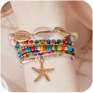 Tianyi-Bracelet Coquillage Femme, Lot De 7 Bracelets En Coquillage Boh&egrave;me Multicouche Bijoux Bracelets Ete Bracelet Cheville Pour Femme - Neuf