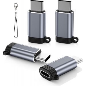 Adaptateur Lightning vers USB C Lot de 4, Adaptateur USB C vers Lightning pour iPhone 16/16 Pro/16 Pro Max/iPhone 15 Pro Max Plus, pour Charge, Pas pour &Eacute;couteurs/Audio/OTG, Gris - Neuf