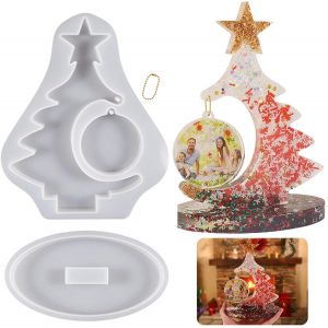 Moule en R&eacute;sine &eacute;poxy pour Sapin de No&euml;l, Cadre Photo en R&eacute;sine &eacute;poxy, Cadre Photo Moule pour Cadre en Silicone pour Bricolage Fleurs l'art, D&eacute;coration de No&euml;l Moule Silicone Forme de Sapin de No&euml;l - Neuf