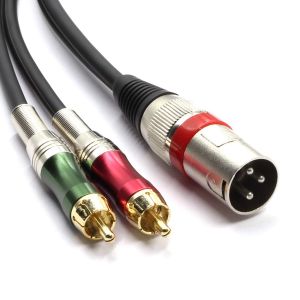 VornixorSarlshop-C&acirc;ble r&eacute;partiteur en Y XLR m&acirc;le vers 2 prises phono RCA, 1 XLR m&acirc;le 3 broches vers double prise RCA (4,5 m) - Neuf
