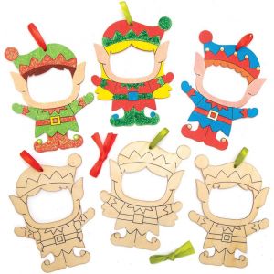 KALANKA-AX399 Décorations De Cadre Photo En Bois Lutin De Noël - Lot De 10, Décorations De Noël Pour Enfants À Concevoir Et Décorer, Artisanat De Noël Fait Maison - Neuf