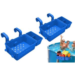 Panier de rangement amovible avec porte-gobelets pour piscine hors sol - Lot de 2 - Neuf