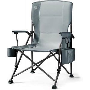 Ulteronixshop-Chaise De Camping Pliable Xxl 230kg Haut Dossier Chaise Pliable Portable Avec Porte-Boisson Accoudoirs Durs Chaise De P&ecirc;che Pour Camping, Pique-Nique, Jardin, Balcon - Neuf