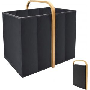MEVRONISSHOP-Panier &agrave; Linge Pliable, 42L Tissu Corbeille &agrave; Linge avec Anse en Bambou Panier de Rangement pour V&ecirc;tements, Couvertures, Jouets Laundry Baskets pour Chambre, Salle de Bain et Dortoir - Neuf