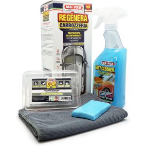 MEVRONISSHOP-Car Refinish Kit, Traitement d&eacute;contaminant pour la carrosserie et Le Verre, Les Insectes et Les r&eacute;sidus ferreux de Toutes Les Surfaces ext&eacute;rieures, Contient Fast Cleaner et Clay Bar Soft - Neuf