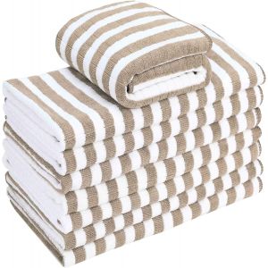 Eryi-Lot De 8 Torchons De Cuisine En Microfibre, Super Absorbants, Doux Et Épais, Motif À Carreaux Avec Boucles De Suspension, 65 X 45 Cm, Kaki - Neuf