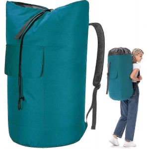 Sac a dos a linge robuste d'une capacite de 115 L, sac robuste pour etudiants, sac de sport vert armee a chargement par le haut avec sangles - Neuf
