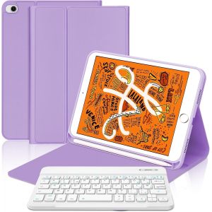 Coque Clavier pour iPad Mini 5/4/3/2/1 7.9 Pouces, AZERTY Français Clavier Détachable Bluetooth pour iPad Mini 1/2/3/4/5, Violet - Neuf