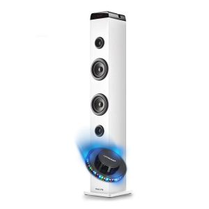 Tour de son Ngs SKYCHARMPROWHITE Puissance 50W, Appairage multiple, Bluetooth, USB, Entrée Optique, Entrée Micro, LIGHT OVNI LED - Neuf