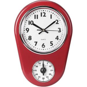 Minuteur De Cuisine Mural Rétro, Minuteur Silencieux Rouge Vintage Pour La Maison - Neuf
