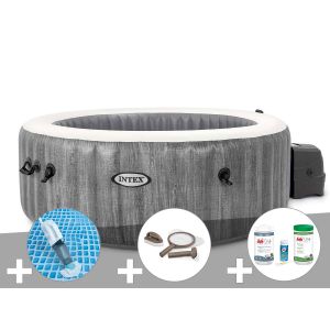 Kit spa gonflable Intex PureSpa Baltik rond Bulles 4 places + Aspirateur + Kit d'entretien + Kit de traitement brome - Neuf