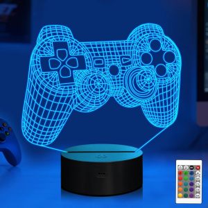 Lampe Manette De Jeu 3d, Lampe D'illusion 3d De Jeu Pour Enfants, 16 Couleurs Qui Changent Avec T&eacute;l&eacute;commande, D&eacute;coration De Chambre D'enfant Comme Cadeaux De No&euml;l Et D'anniversaire Pour - Neuf