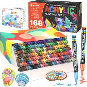 Mevronisshop-168 Couleur Feutres Acryliques,Marqueur Peinture Acrylique Avec Pointe Extra Fine De 0,7 Mm,Permanent Stylo Peinture Acrylique Pour Textile Galets Verre M&eacute;tal Tissu Bois C&eacute;ramique - Neuf