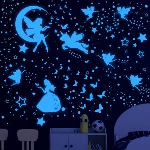 ERYI-Autocollants Fée Phosphorescentes Etoiles Phosphorescentes Plafond Licorne Papillon Points Fluorescente Lumineuse Stickers Muraux Décoration Pour Bébé Enfants Fille Chambre - Neuf