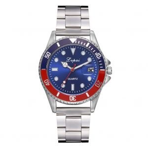 Montre A Quartz Lvpai Pour Homme, Bracelet En Acier, Tendance Et Decontractee (Bleu Et Rouge) - Neuf