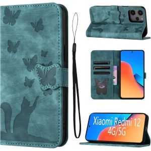 Kal-Housse Protection Pour Xiaomi Redmi 12 4g / Xiaomi Redmi 12 5g 6.79 Pouces Matériau En Cuir Pu Coque Redmi 12 Avec Fentes Pour Cartes Coque Redmi 12 5g Vert - Neuf