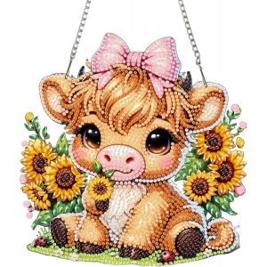 Diamond Painting Pendentif,Vache Painting Diamant Guirlande,Diamant Painting Hanging,5d Diamond Painting Enfant Suspendus Pour Jardin,Porte Et Fenêtre Décoration Avec Chaîne - Neuf