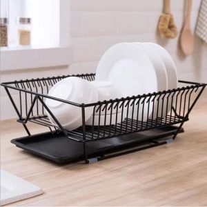 Panier À Vaisselle Support À Vaisselle En Métal Et Plastique ¿ Panier Égouttoir ¿ Egouttoir Design Pour Un Plan De Travail Sec Noir - Neuf
