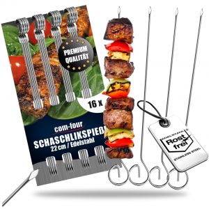 16x brochettes de shish kebab 22 cm en acier inoxydable - longues brochettes de viande - brochettes de grillades haut de gamme,barbecue, grill (22cm - 16 pi&egrave;ces) - Neuf