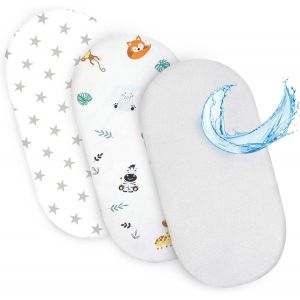 Tzf-Drap Housse Cododo Pour Nacelle Ensemble De 2 Draps Lot De 3 : 75 X 35 Cm Avec Protege Matelas Impermeable - Alese Bebe Compatible Avec Berceaux Landeau Couffin Et Poussette Enfant - Neuf