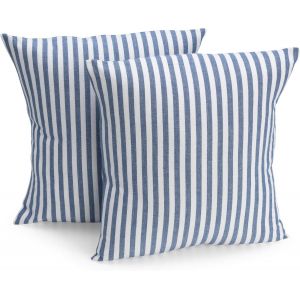 Cauc-Lot De 2 Housses De Coussin 40 X 40 Cm (Couleur Au Choix) &Agrave; Rayures Bleu Fonc&eacute;/Blanc U2013 Housse De Coussin, Coussin De Canap&eacute;, Coussin D&eacute;coratif, 100 % Coton, D&eacute;coration Pour N'importe Quelle - Neuf