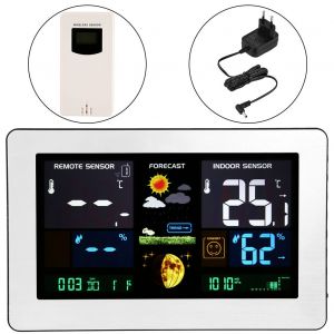 HJLIAN Station meteo sans fil avec capteur, thermometre, hygrometre, reveil, prise UE 110-240 V - Neuf