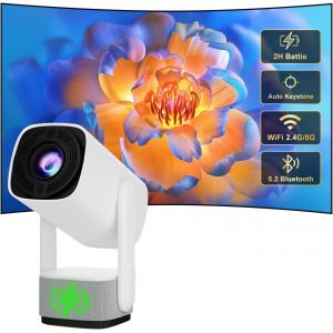 Chenquansarl-Autofocus À Correction Automatique Mini Projecteur Extérieur R1 Avec Batterie,Wifi6 Bluetooth Vdéoprojecteur Android Tv 11.0,1080p Retroprojecteur 4k,Projecteur Home Cinéma -Blanc - Neuf