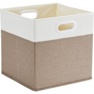 Cubes De Rangement,Paniers Et Boîtes De Rangement Pliables,Pour Jouets,Vêtements,Chambre D'enfant,Kaki Clair Blanc,25 X 25 X 25 Cm - Neuf