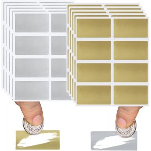 Mevronisshop-272 Pcs Cartes &Agrave; Gratter, 42 X 23mm Autocollant &Agrave; Gratter, Scratch Card Sticker, Cartes &Agrave; Gratter Rectangle Pour Diy Carte Postale Surprise Secret, Scrapbook, F&ecirc;te, Cadeau (Or+Argent) - Neuf