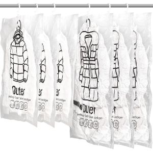 lbgwp60-Lot De 6 Sacs De Rangement Sous Vide Réutilisables À Suspendre Pour Économ r De L'Espace Avec Crochets. 3 Pièces De 67 X 90 Cm Et 3 Pièces De 67 X 110 Cm - Neuf