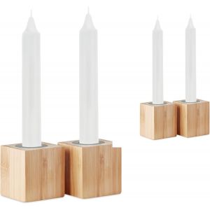 KALANKA-Lot de 4 bougies de Noël d'hiver avec bougeoirs en bambou - Pour Noël, l'athmosphère, le confort et l'avent - Neuf