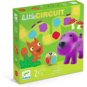 MDY-Little Circuit - Jeu de Société Enfant, 2,5 à 5 Ans - Jeu de Parcours avec 1 Plateau, 6 Pièces de Puzzle, 4 Figurines Animaux, 1 Dé, 15 Jetons - Apprentissage des Couleurs, Maîtrise du dé - Neuf