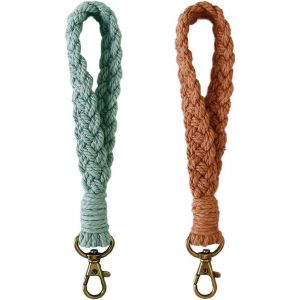 Kal-2 Pi&egrave;ces Porte-Cl&eacute;s Macram&eacute; Bracelet Lani&egrave;re Femme Lani&egrave;re Courte Boho Lani&egrave;re - Neuf