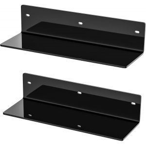 CAUC-Lot de 2 &eacute;tag&egrave;res murales noires de 30 cm, en acrylique, pour d&eacute;coration d'int&eacute;rieur, plantes, cosm&eacute;tiques, soins de la peau, &eacute;tanches &agrave; l'humidit&eacute;, 10 cm de profondeur - Neuf