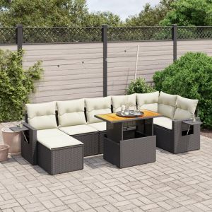 Prolenta Premium - Salon De Jardin 8 Pcs Avec Coussins Noir R&eacute;sine Tress&eacute;e - Neuf