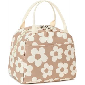 Bo&icirc;te &agrave; d&eacute;jeuner isol&eacute;e pour femmes sac &agrave; d&eacute;jeuner en velours c&ocirc;tel&eacute; sac &agrave; main &eacute;tanche glaci&egrave;re thermique sac &agrave; d&eacute;jeuner grande capacit&eacute; (beige pur) - Neuf