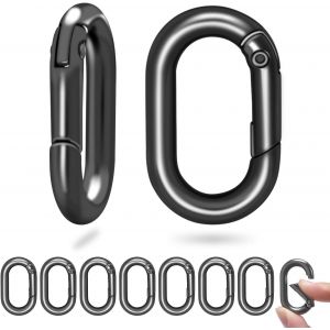 Paquet De 10 1"" Petit Ovale En Métal Mousquetons Avec Le Printemps, Les Anneaux O Pour Paracord De Porte-Clés, Clé De Voiture Anneaux, Dog Tag Titulaires, Sac À Main Porte-Clés (Noir) - Neuf