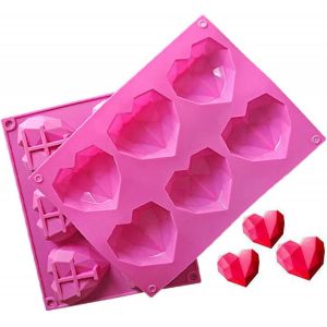 2pcs Moule En Silicone En Forme De Coeur Moules En Forme De Coeur 3d Moule En Silicone Réutilisable Antiadhésif - Neuf