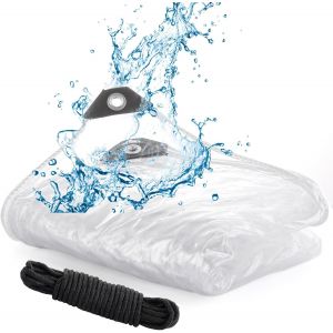 ChenQuanSarl-Bâche Transparente Imperméable Et Robuste En Pvc De 1 M X 2 M Avec ?illets, 450 G/M² - Résistante Aux Déchirures - Pour L'Extérieur - Avec Corde - Dimensions Réelles 1,1 X 1,9 M - Neuf